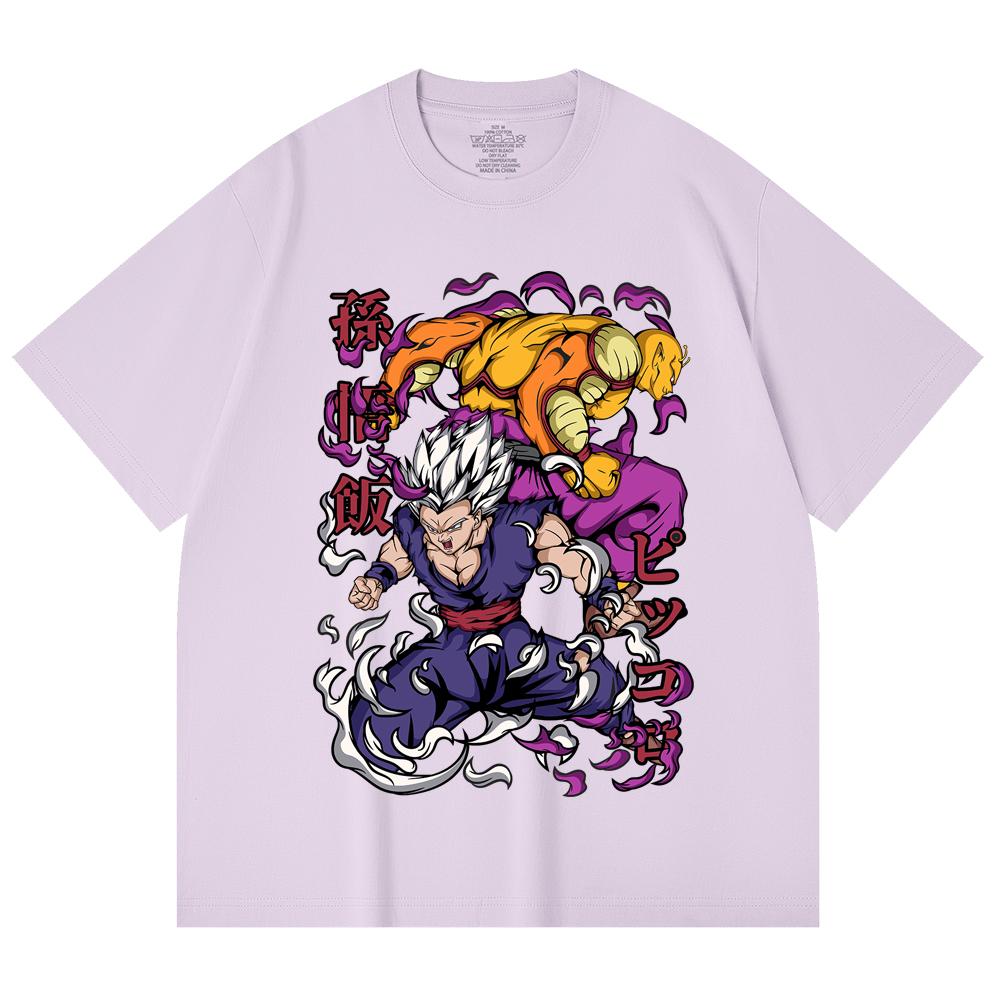 230 g/m² 100 % Baumwolle Dragon Ball V57 Gohan Piccolo Aufdruck Unisex Schweres Baumwoll-T-Shirt