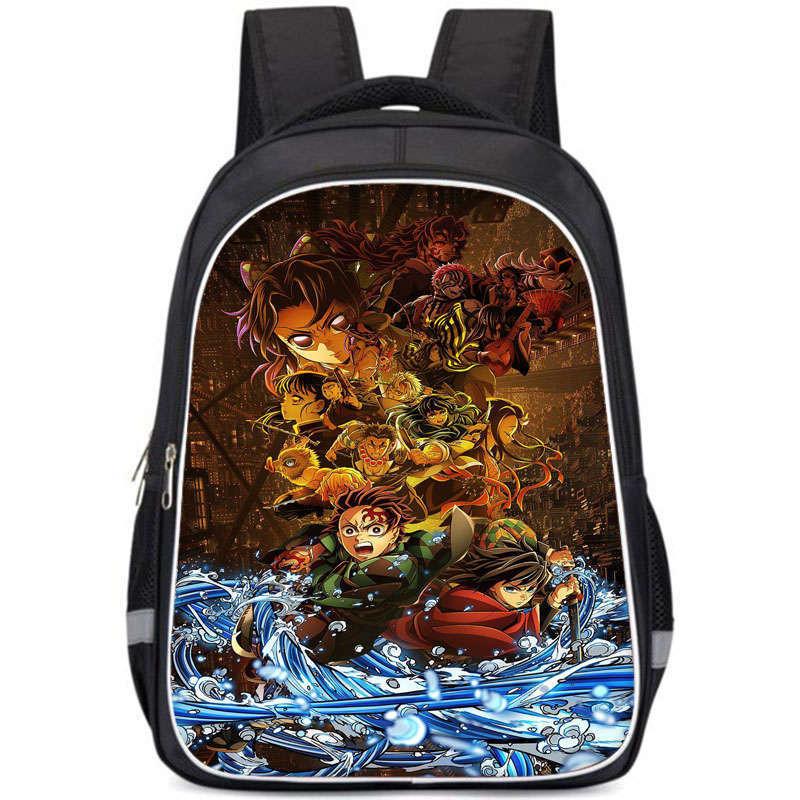 Demon Slayer College Backpack With Double Layer Storage And Trendy Crossborder Style For Students