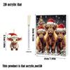 Christmas Advent Calendar 24 Days Highland Cow Ornaments 2D Acrylic Cute Animal Christmas Tree Decorations Xmas Countdown Gifts