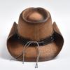 New Men's Women's Vintage Western Cowboy Hat Handmade Straw Weaving Beach Sun Hat Gentleman Lady Cowgirl Jazz Hat