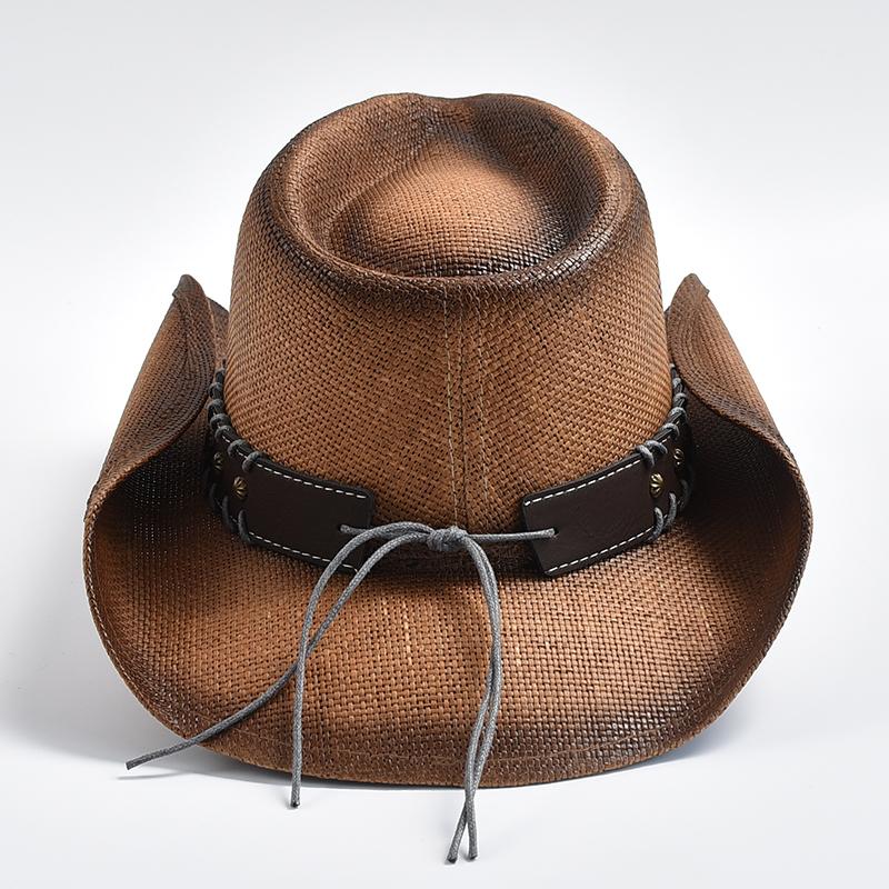 New Men's Women's Vintage Western Cowboy Hat Handmade Straw Weaving Beach Sun Hat Gentleman Lady Cowgirl Jazz Hat