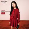 Taochong Girls' Festive Red Knitted Set