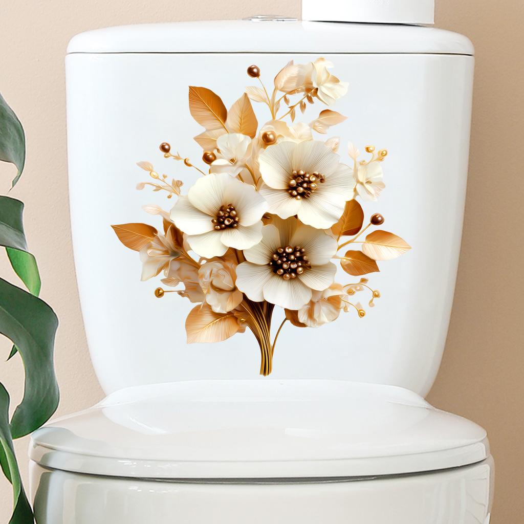 Kreativer Blumen-Toilettenaufkleber Wasserdicht Selbstklebend Abnehmbar Badezimmerdekoration