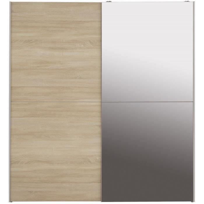 Armoire 2 portes coulissantes avec miroir - Chêne sonoma - L 170,3 x P 61,2 x H 190,5 cm - ULOS