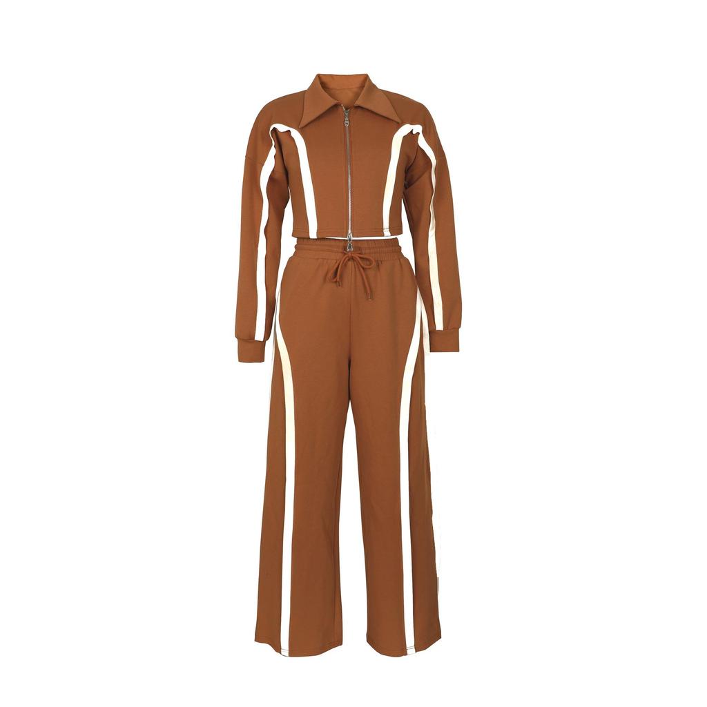 AL335 Women's Autumn/Winter Sports Suit: Cotton Jacket & Sweatpants Two-Piece Set