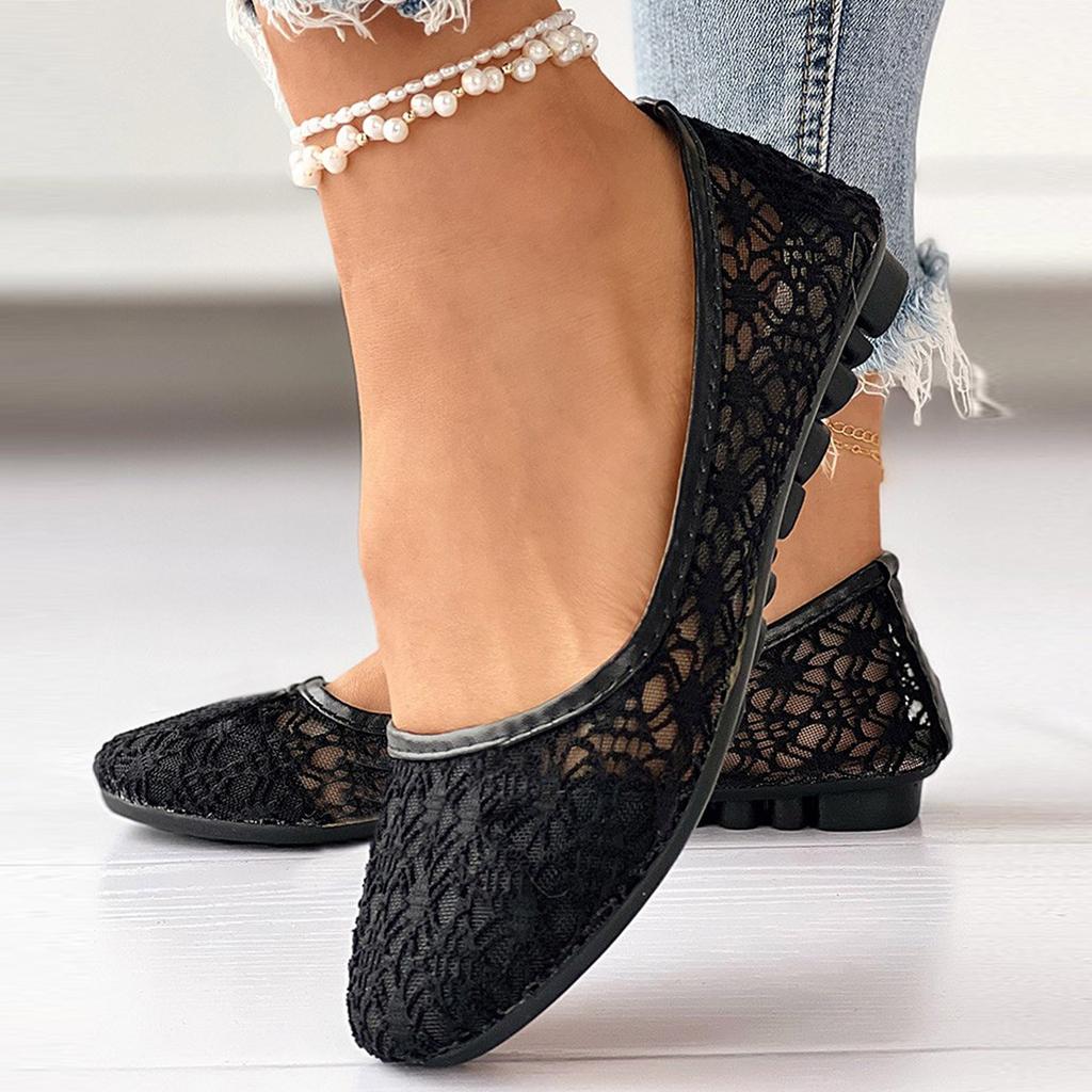 Mocassini da Lavoro da Donna con Ricami Intrecciati Slip-On con Fiore di Pizzo Scarpe Casual Scarpe Piatte Eleganti da Donna