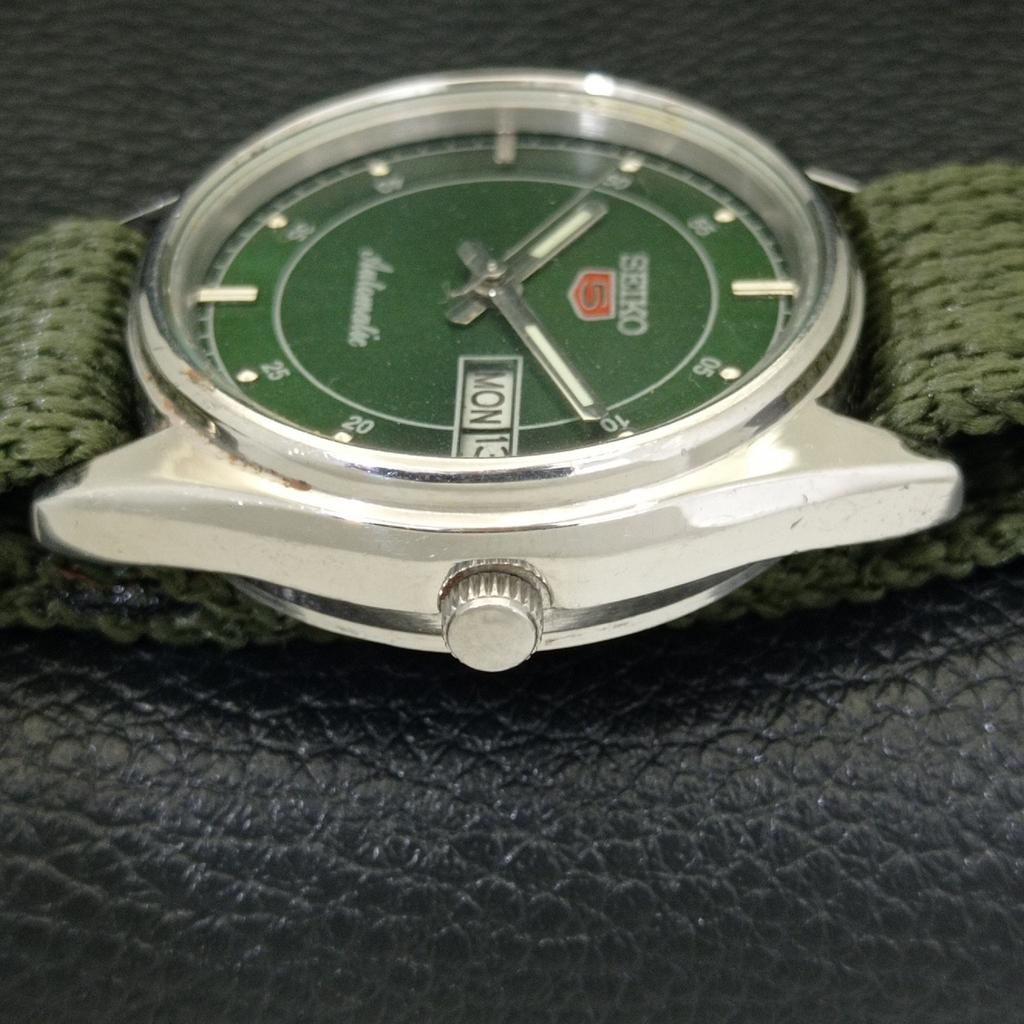 JAPAN VINTAGE SEIKO 5 AUTOMATIC 6309A MENS GREEN COLOR DIAL WATCH A701537-5 R206b-a701537