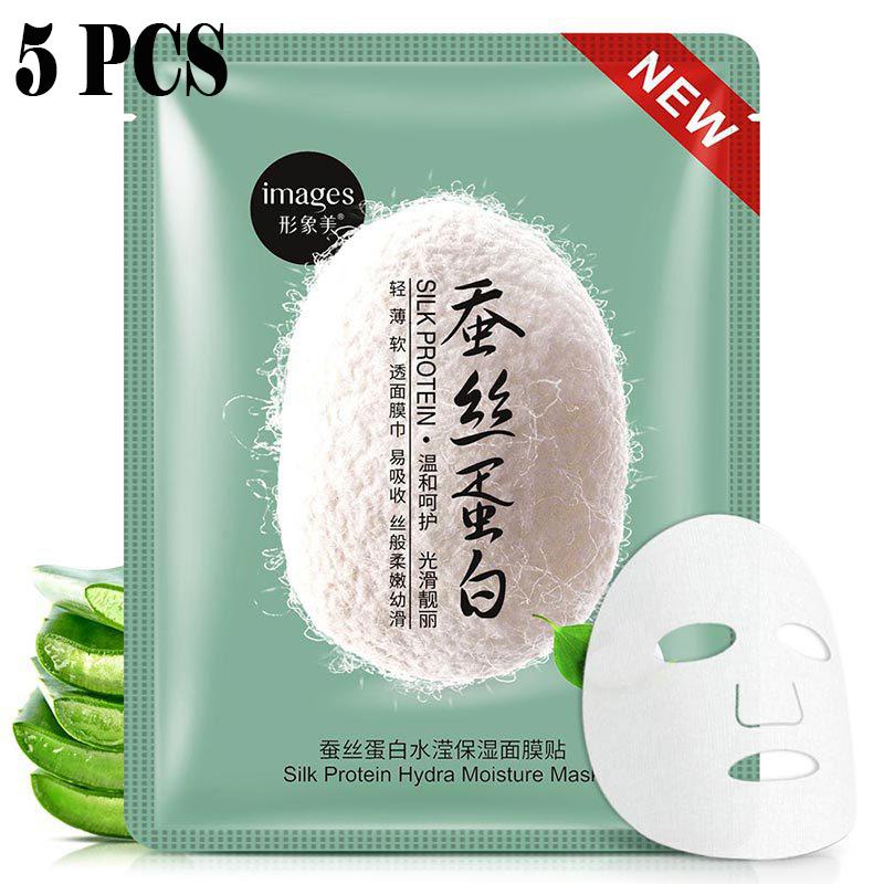 

Омолаживающая маска для лица с протеином шелка, глубоко увлажняющая, контролирующая жирность кожи, сужающая поры, средства по уходу за кожей для мужчин и женщин 5pcs зелёный