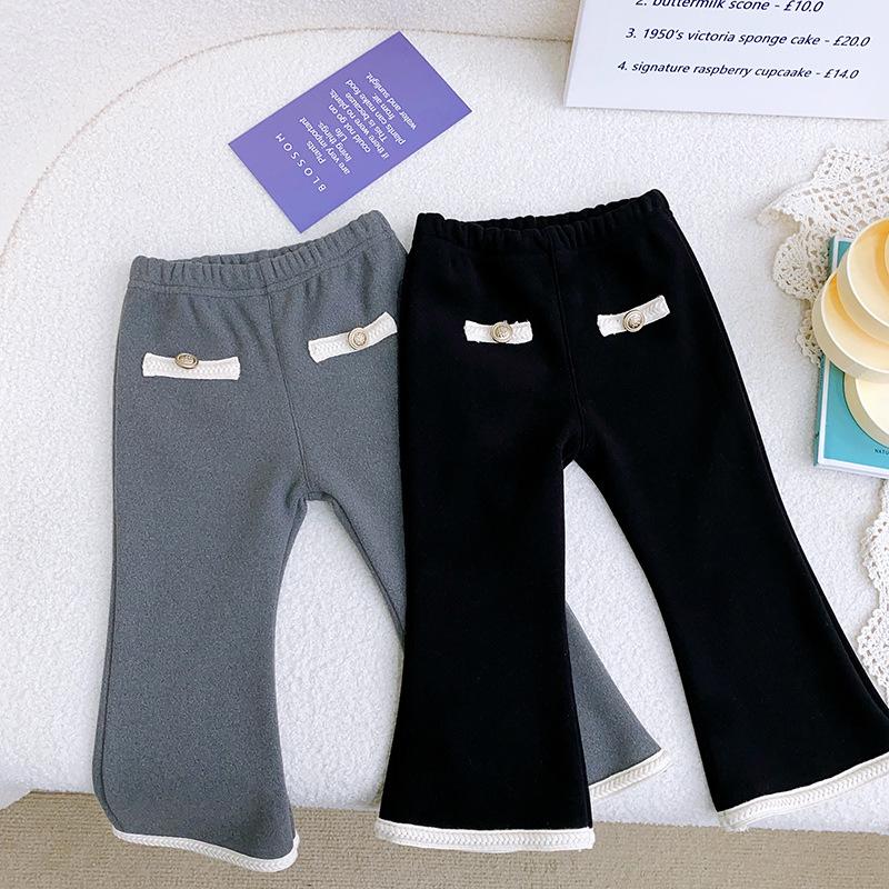 New Style Fleece-Lined Winter Leggings for Girls - Warm, Casual Long Pants WE576