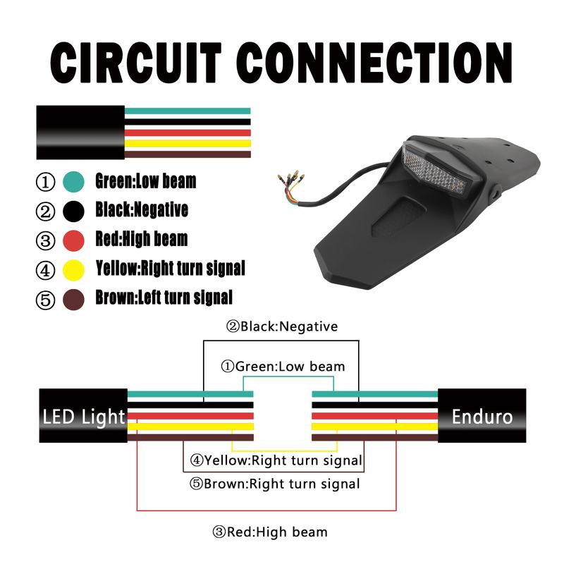 Motorcycle Mudguard Taillight Motorbike Brake Light For Honda Kawasaki Yamaha Suzuki Dirt Bike Enduro Motocross Accessories