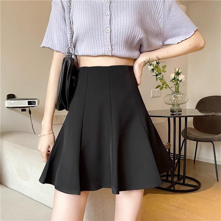

Hepburn Style A-Line Midi Skirt – High Waist, Plus Size, Anti-Exposure Black Puffy Skirt for Summer. 5XL чёрный