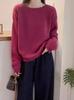Women's Loose Thick Wool Sweater - Korean Style Round Neck, Drop Shoulder, Autumn/Winter Layer