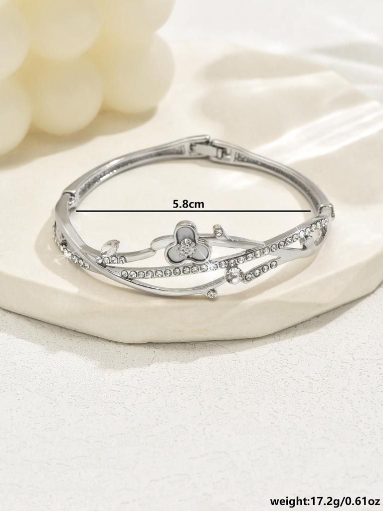 1 kus dámského módního trendu jednoduchého květinového náramku vykládaného kamínky, na rande, cestování, párty, sváteční dárek k převleku