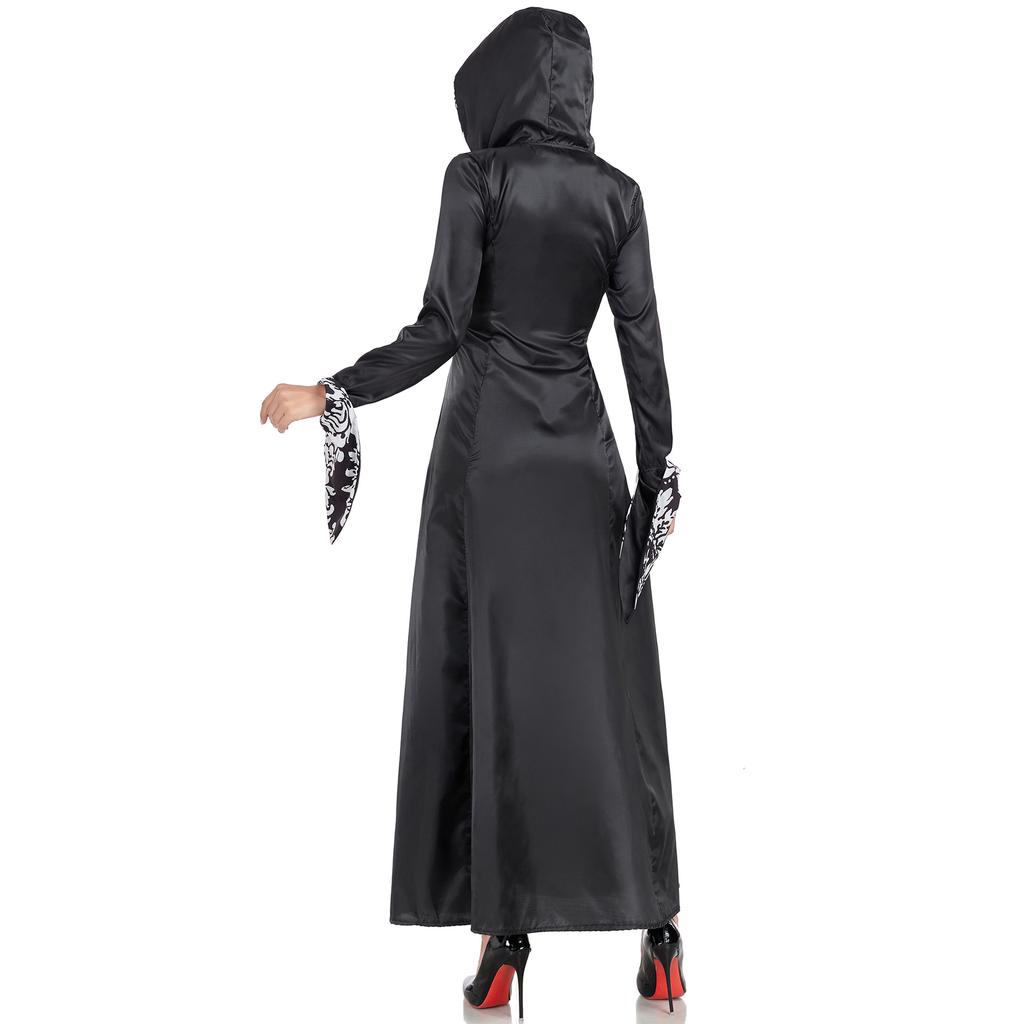 S-XXXL Ortaçağ Vintage Saray Punk Baskı COS Elbise Elbise Cadılar Bayramı Zombi Cadı Kostümü