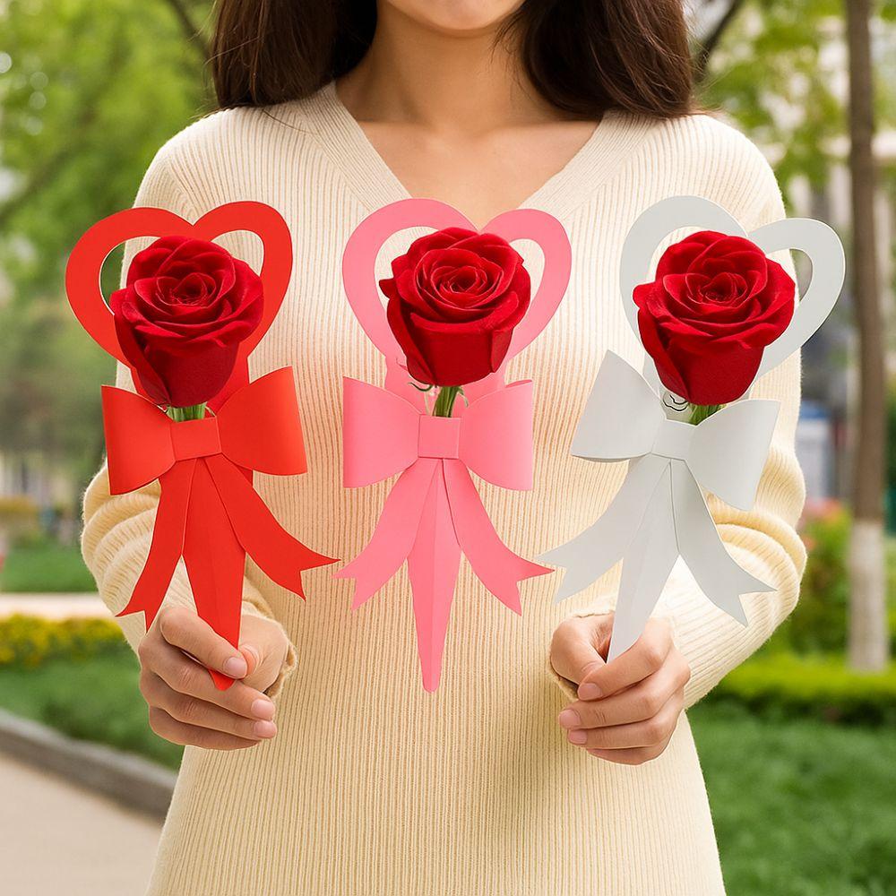 Handheld Flower Packaging Box Paper Bowknot Romantic Rose Flower Box Portable Decorative Flower Arrangement Box Gift Giving