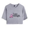 Hot Fashion Women's Sexy Barbie I Am Kenough Letter Print Short Sleeve Crop Top Funny Tee Shirts Hipster O-neck Cool Tops