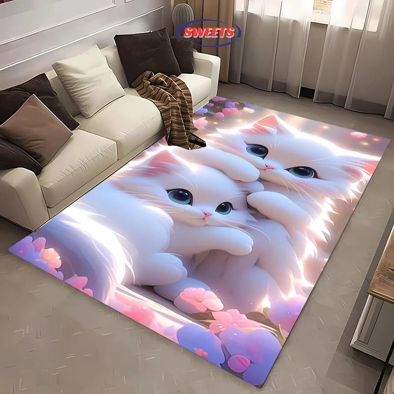 3D Cat Carpet New Release! Anti-slip Sound Insulation,Rug for Living Room Bedroom, Bedside and Office Areas,Durable Washable Mat