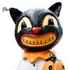 Statua di Gatto Dipinta a Mano Figure Nere, Ornamento Vintage di Halloween con Zucca, Piccola Decorazione per Davanzale Resina Retrò Decorazione da Tavolo