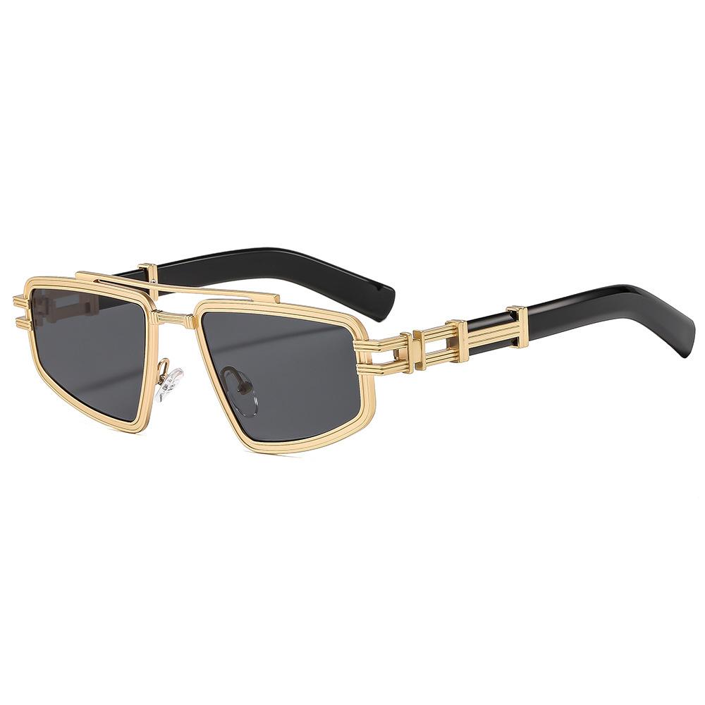 New Men s Square Sunglasses Unisex Metal Sunglasses Outdoor Punk Glasses Trendy Double Beam Retro Small Frame Sunglasses UV400