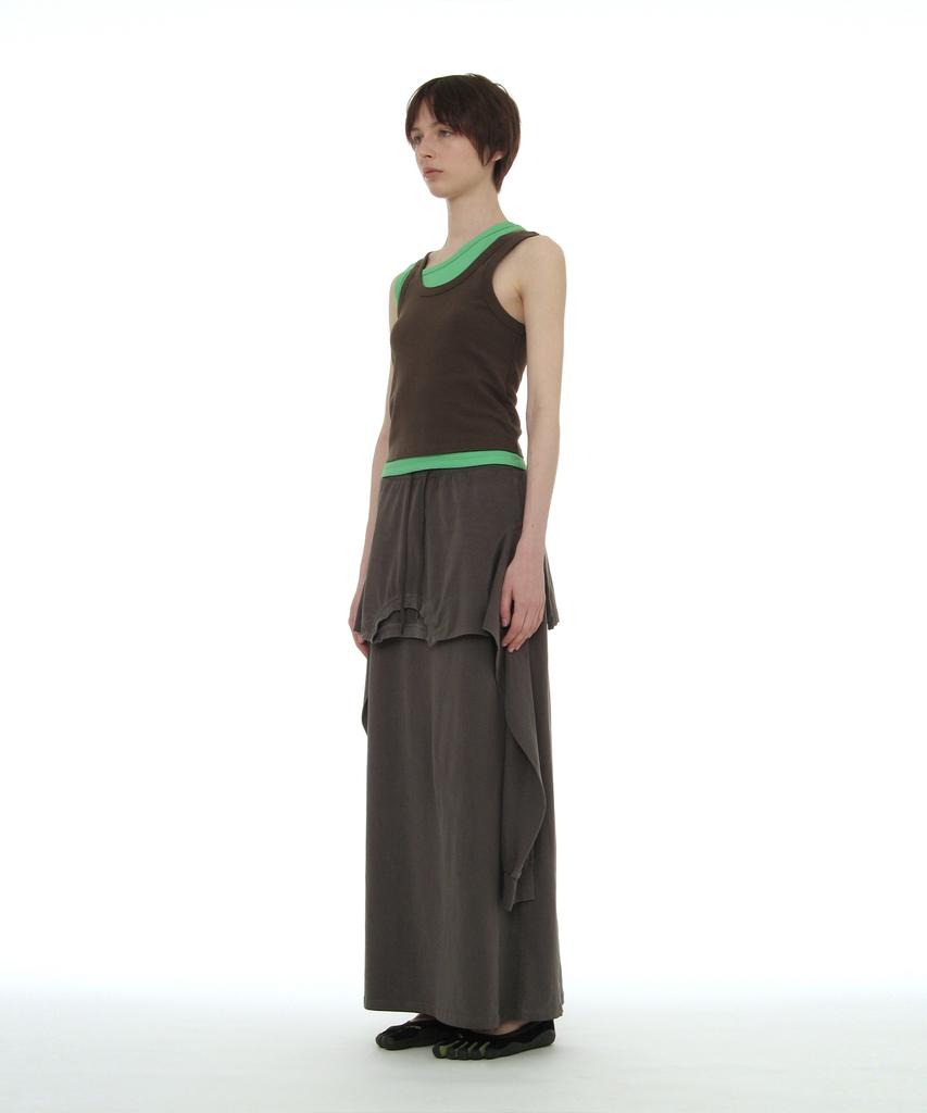 Partimento Woman Deconstructed Tee Maxi Skirt_Charcoal