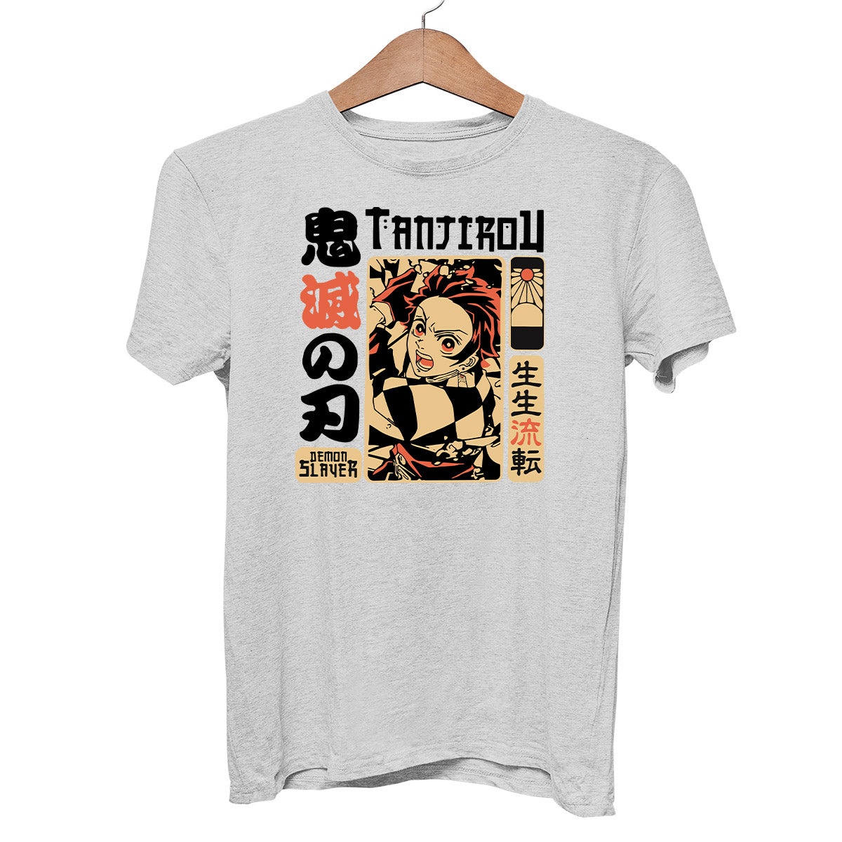 

Demon Slayer Tanjiro Vintage Adult Unisex Tee Short Sleeves T Shirts S серый