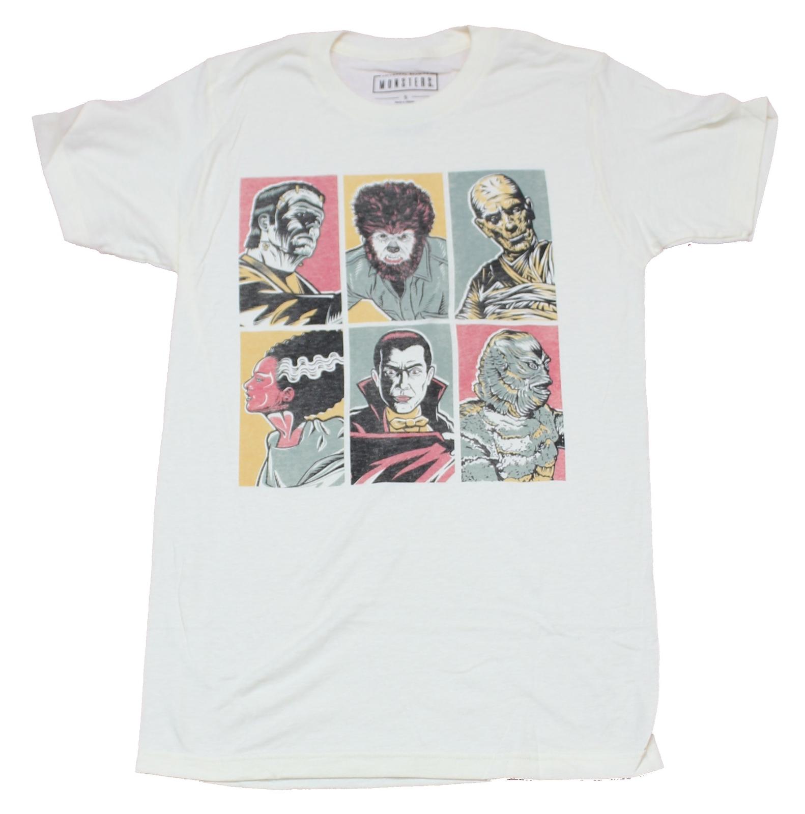 Universal Monsters Adult New T-Shirt - 6 Watercolor Pics of Classic Creatures S