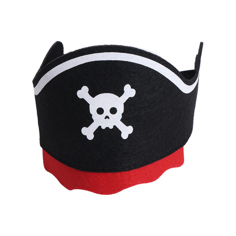 5 Stück Partyzubehör Schwarzer Filz Piratenhut Horror Cosplay Requisite Totenkopf Piratenkapitän Mütze Cosplay