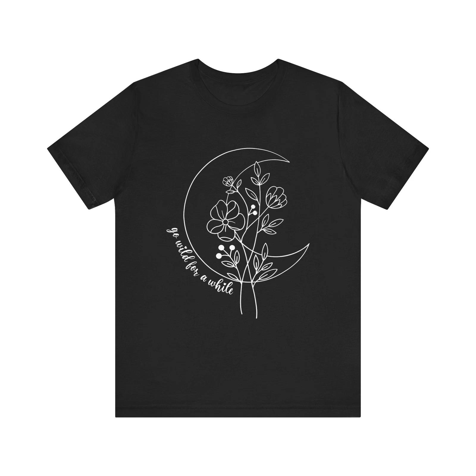 Boho Floral Moon Design  Go Wild for a While  Art Print T-Shirt XL