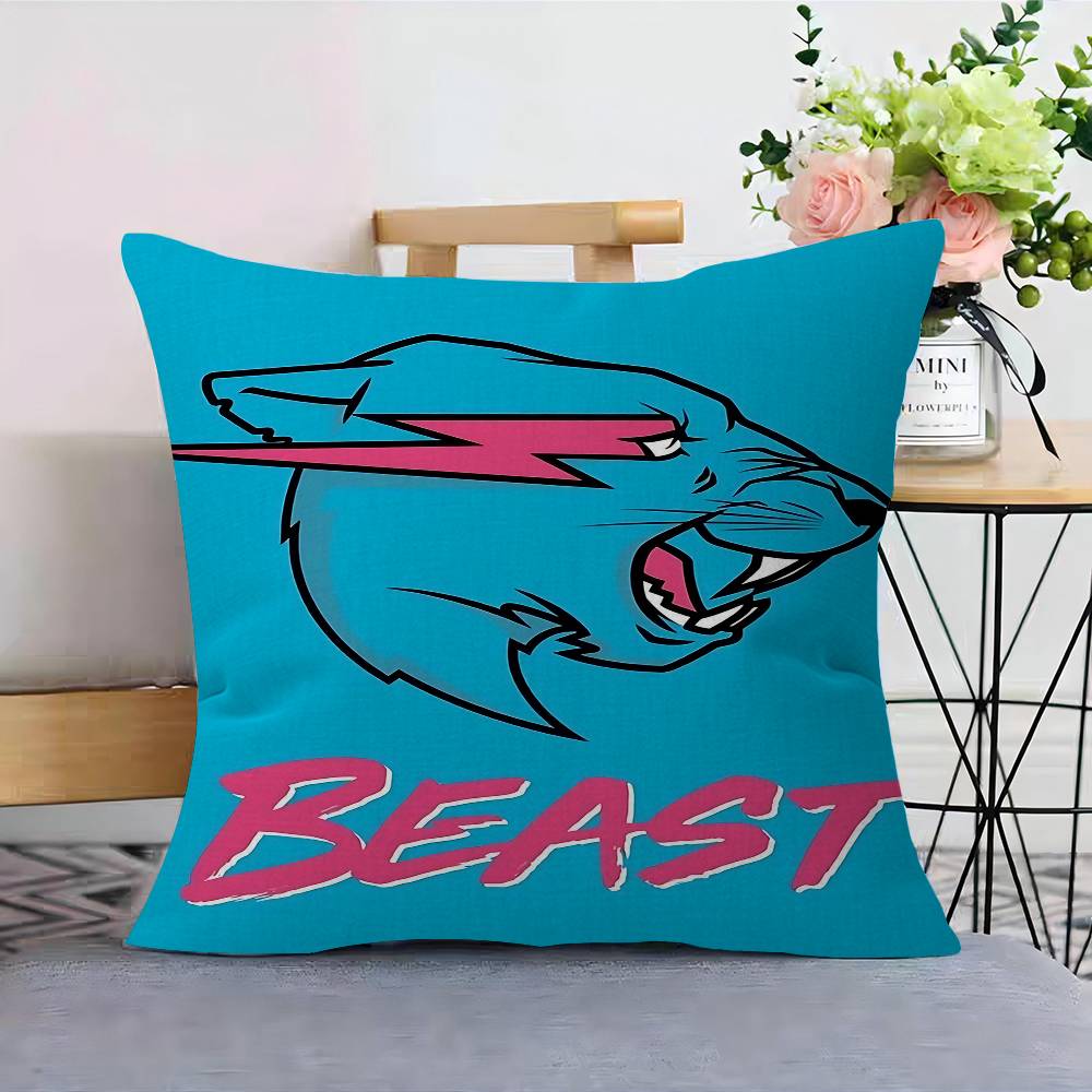 Blogger di Giochi M-MrBeast Federe per Cuscini Cartoni Animati Divano Decorativo Casa Stampa Double-sided Corto Peluche Carino Federa per Cuscino