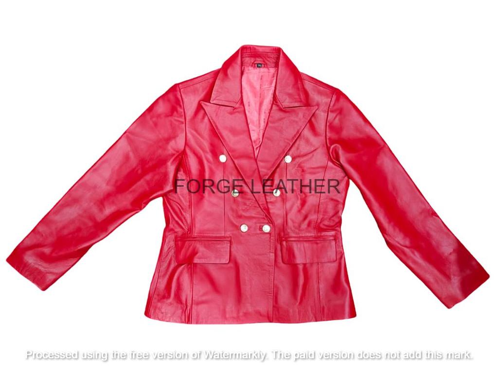 Lammleder Handgefertigt Designer Stilvoll Neu Rot Damen Blazer Formell Echt