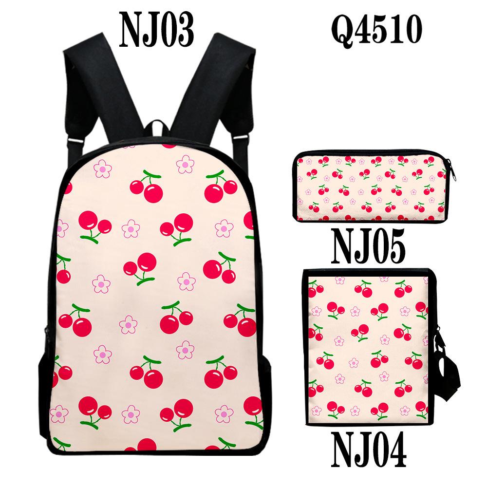 Classic Novelty Peculiar Fruit 3D Print 3pcs/Set Pupil School Bags Laptop Daypack Backpack Inclined Shoulder Bag Pencil Case