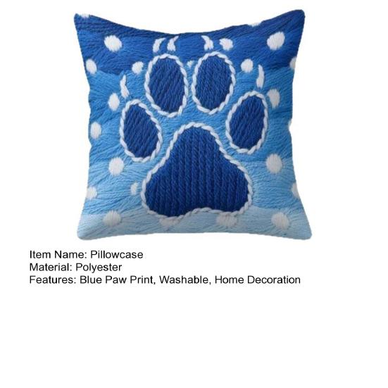 45x45CM Blue Paw Dotted Pillowcase Single Side Print Throw Pillow Cover Home Living Room Bedroom Sofa Bed Decorative Square Cushion Cover