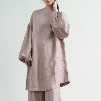 Women Vintage T-Shirts Puff Sleeve Solid Color Spring Loose Soft Casual Female Long T-Shirt