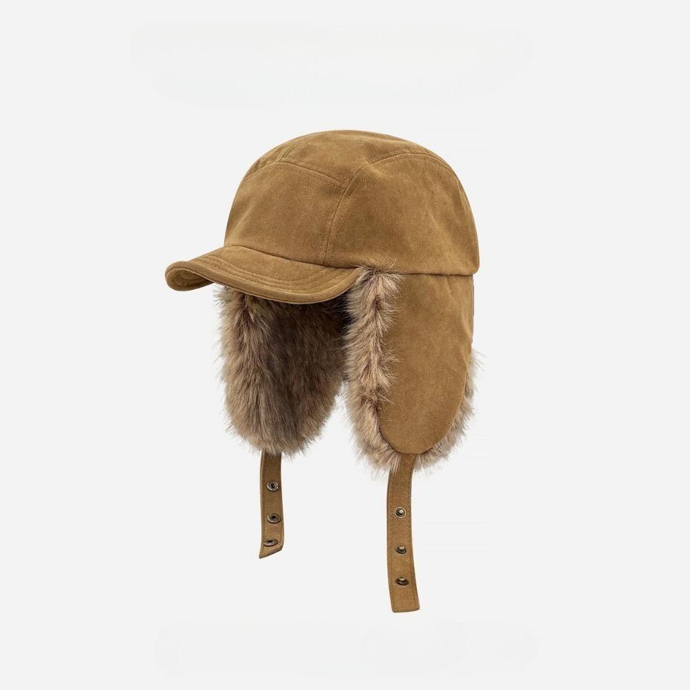 Suede Lei Feng Hat Women's Autumn and Winter Warm and Coldproof Plush Ear Protection Hat Outdoor Cycling Plus Velvet Flying Hats