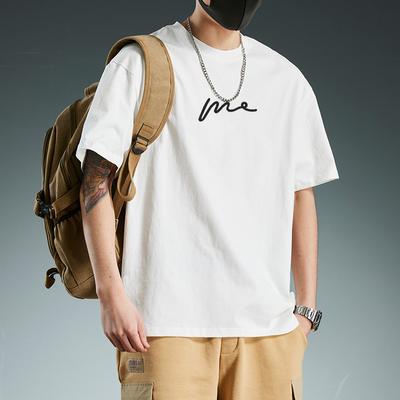 Katoenen T-shirt met Korte Mouwen Mode Alles Combineert Ademend Zomer Sport T-shirt Heren Top