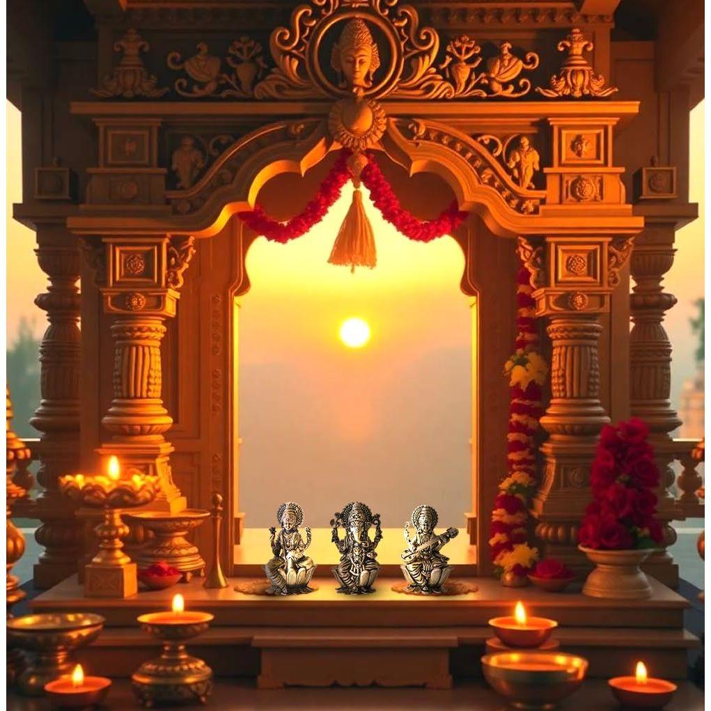 God Idol's | 2 Inch | Small Idols for Pooja Room - Home Decor | Car | House Warming Gifts | Decoration Items (Ganpati, Laxmi & Saraswati Devi)