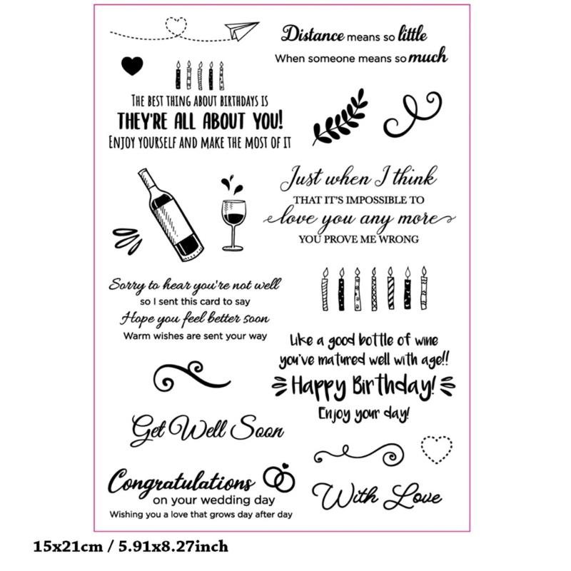 Birthday Celebration Clear Stamp Background Silicone Stamp for Birthday Card Making Scrapbooking Album Journal Planner