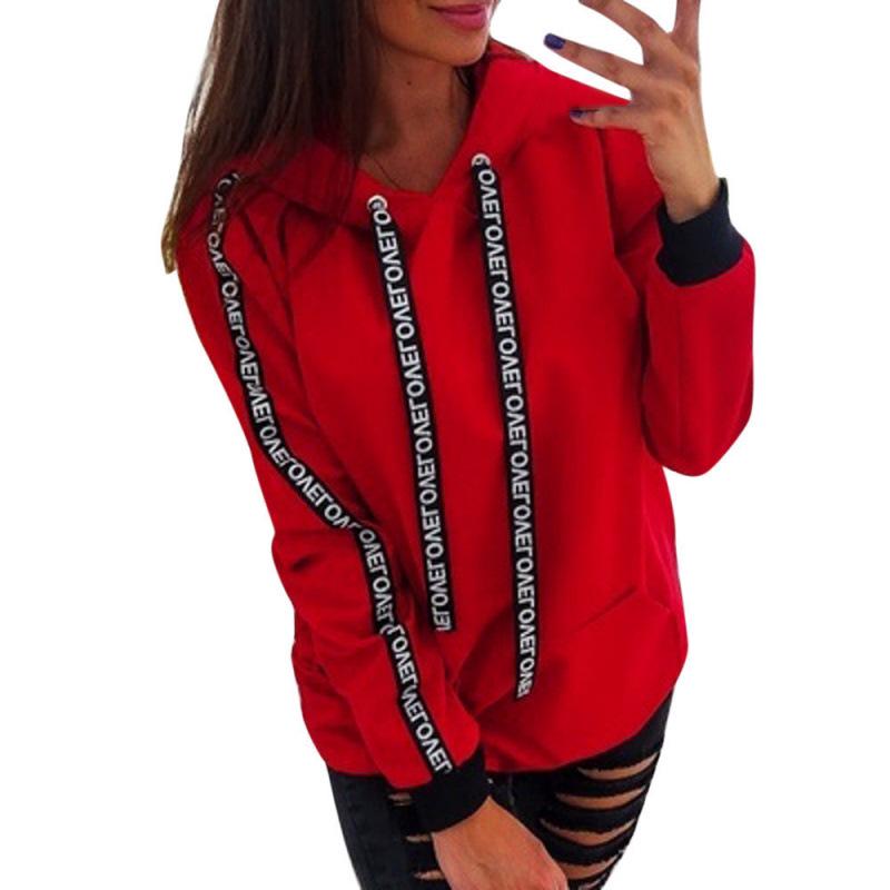 Plus Size Women's Winter 2022 Loose Fleece Sweatshirt with Letter Webbing
