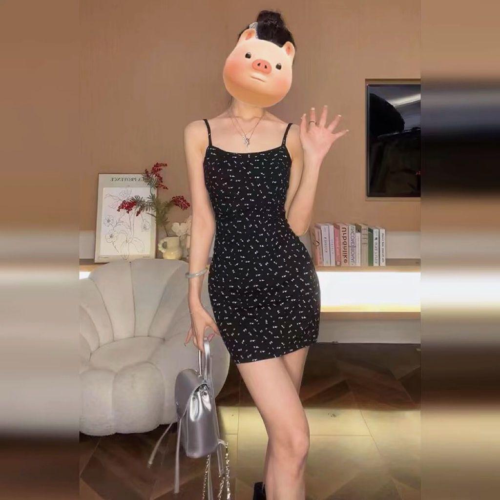 2026 Summer Floral Spaghetti Strap Dress: Women s Waist-Cinched Slim French Style S 60-85