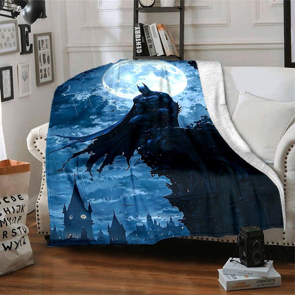 1pc Batman full moon Flannel Blanket Soft Warm Throw for Home, Office, Travel, All-Season Cozy Bedding Gift L1462