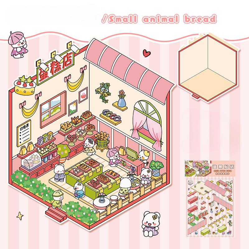 

Мультфильм Миниатюрная сцена 3D Наклейки Ретро DIY PET Пейзаж Наклейки Декомпрессия Корейские Канцелярские товары Скрапбукинг Плакаты