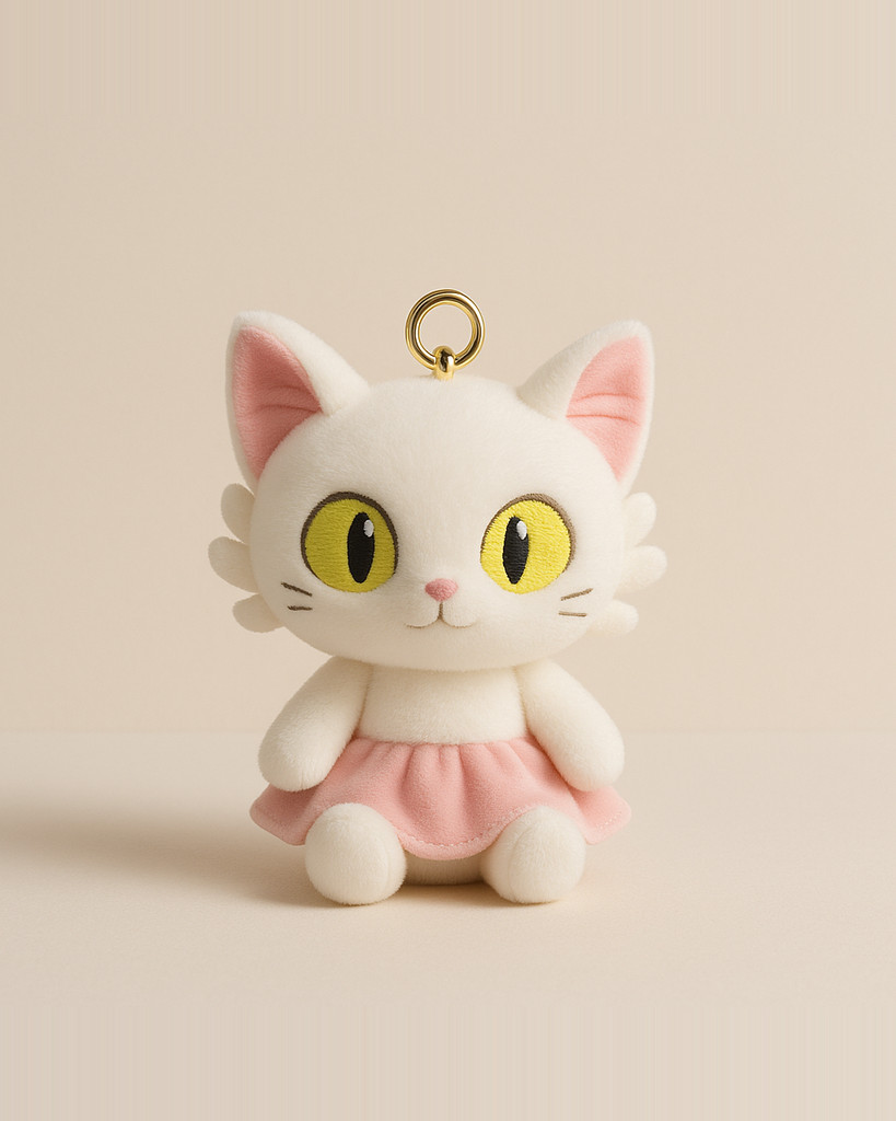 12cm Cute Little Pendant Plush Toy Doll White Cat Backpack Bag Ornaments Key Chain Doll