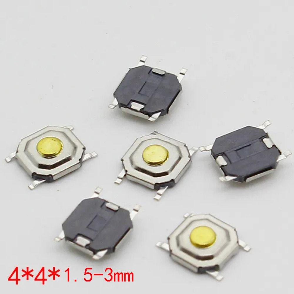 10PCS Metal SMD Pés Tátil 4*4*1.5MM Interruptores de Botão de Pressão Interruptor