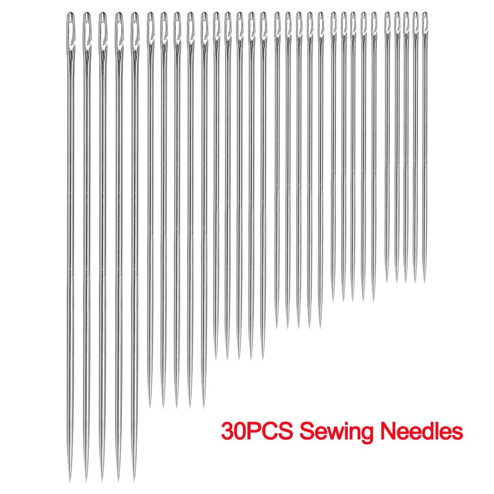 30/12Pcs Side Hole Blind Sewing Needles Stainless Steel Elderly Self Threading Needles Household DIY Beading Threading Needle