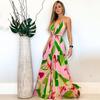 Spring and suer new women's deep V backless dress Bohemian floral suspender long dress women