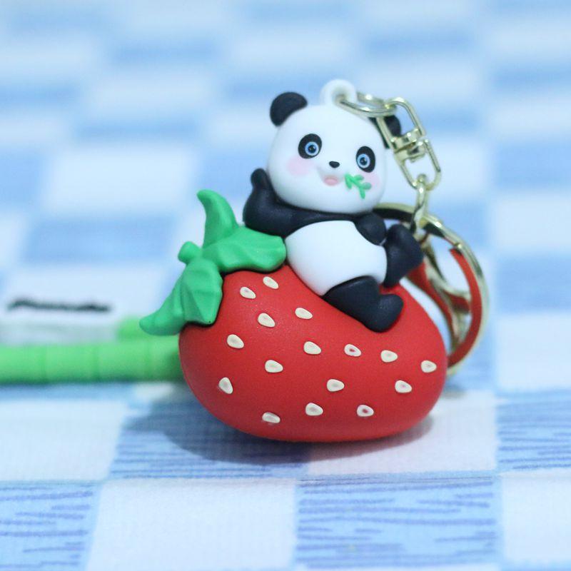 Collectible Cartoon Panda Plush Keychain In Multiple Fruit Designs With Super Fill Soft