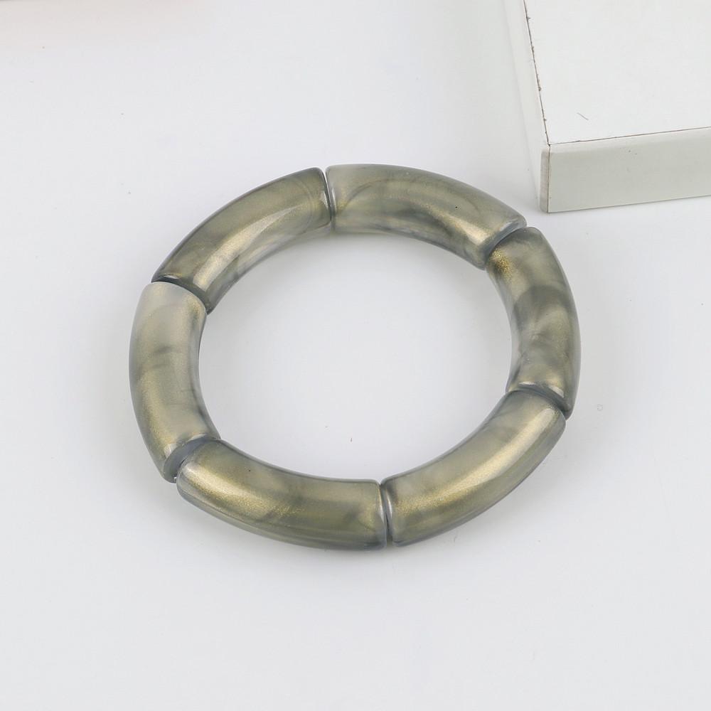 Retro Acrylic Chunky Bamboo Curved Tube Bracelets for Women Boho Mixed Color Resin Stretchy Stack Bangles Trendy Jewelry Gifts