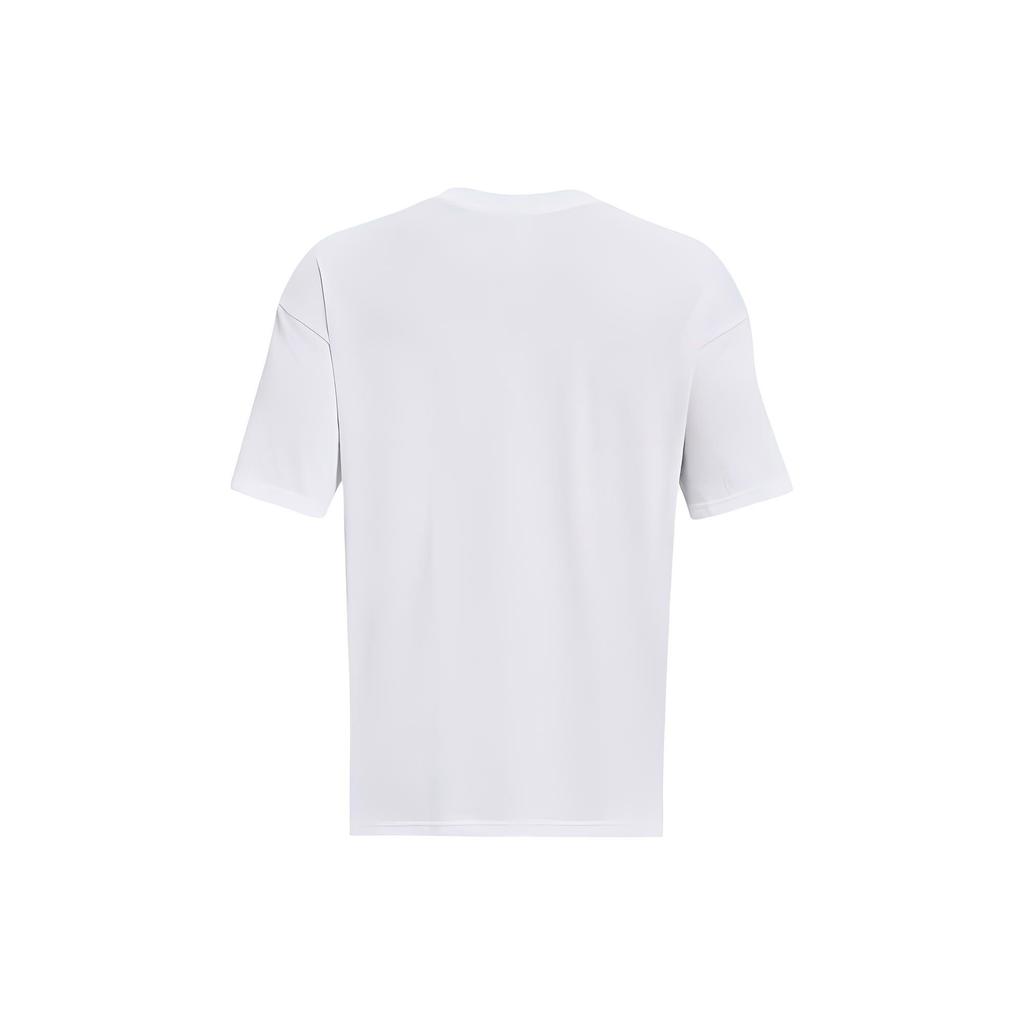 Under Armour Camiseta de Manga Corta Oversized de Peso Pesado Ua para Hombre, Tops de Color Sólido con Cuello Redondo, Blanco 1384037-100