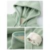Womens Fleece Hooded Sweatshirt Winter Thick Warm Zip Up Casual Jacket Green Pink Gray