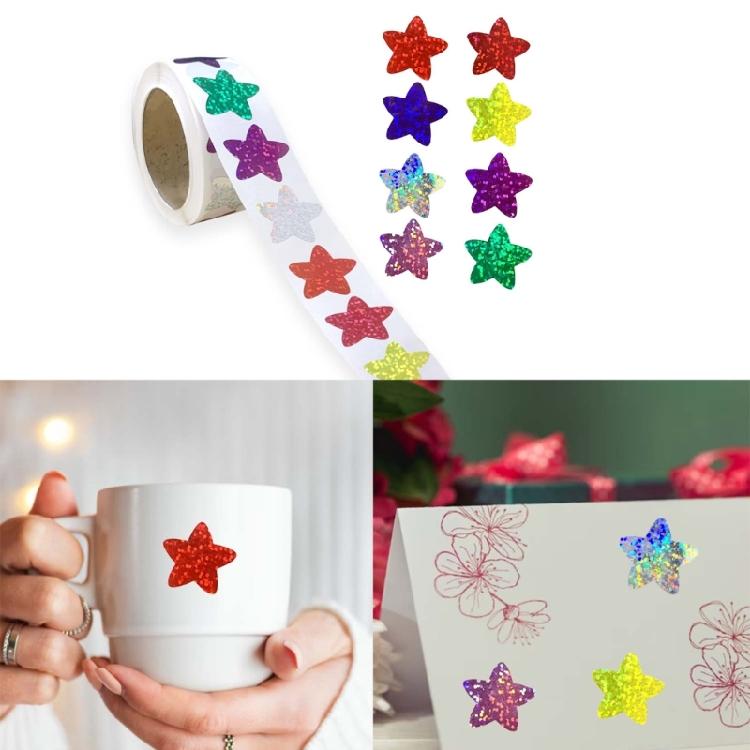 500Pcs Colored Heart Sticker Sparkling Star Sticker 25mm Wrapping Label Sticker for Scrapbooking Children Reward Sticker